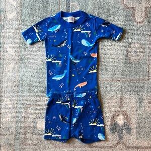 Hanna Andersson Kids Blue Whale Print pajamas